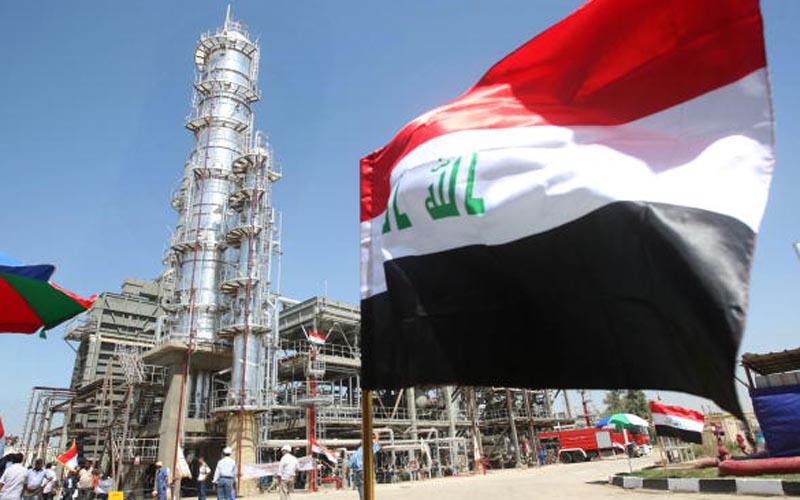 The iraqi flag flutters during the offic